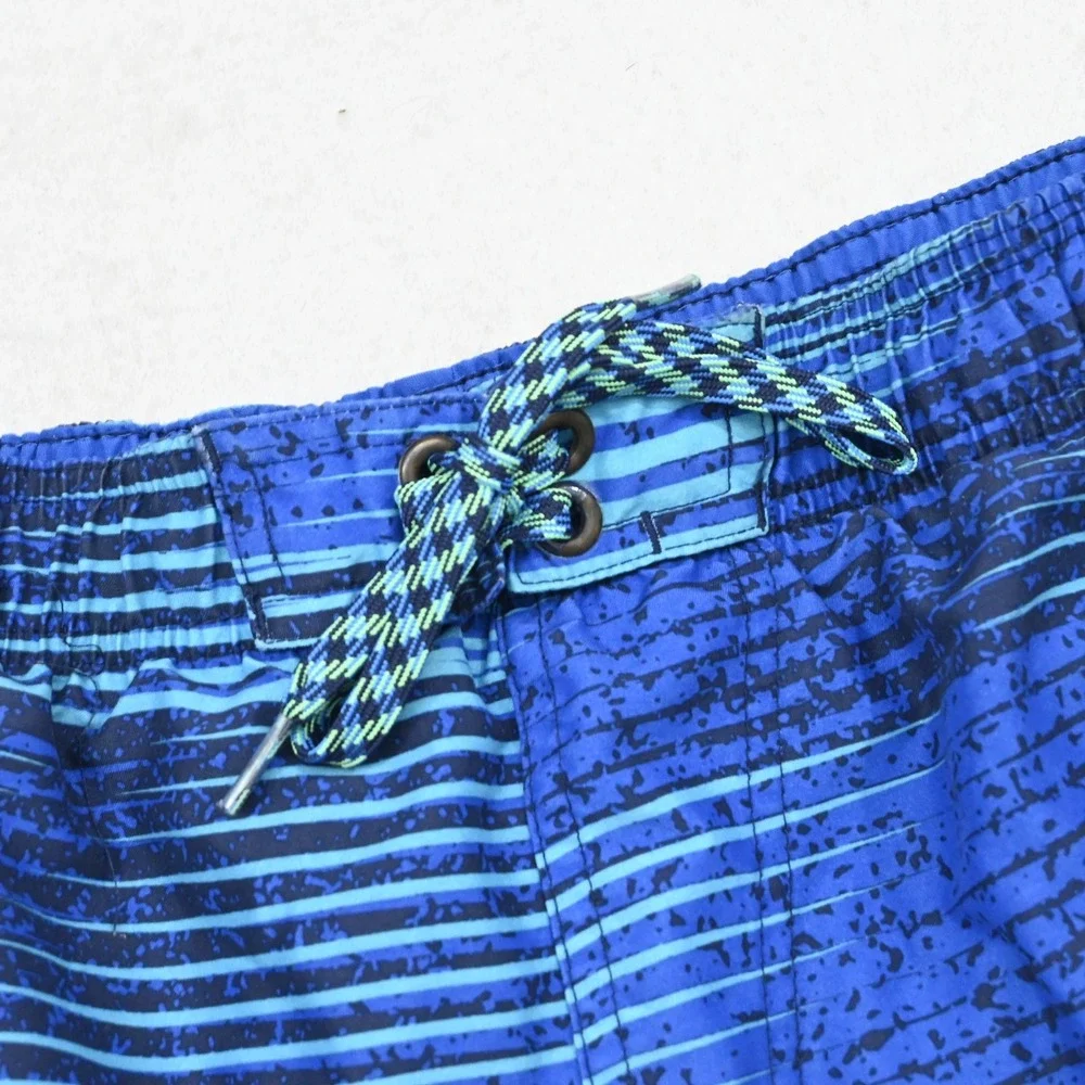 Nike Swim Trunks Men M Blue Striped Mesh Lined Board Shorts 9